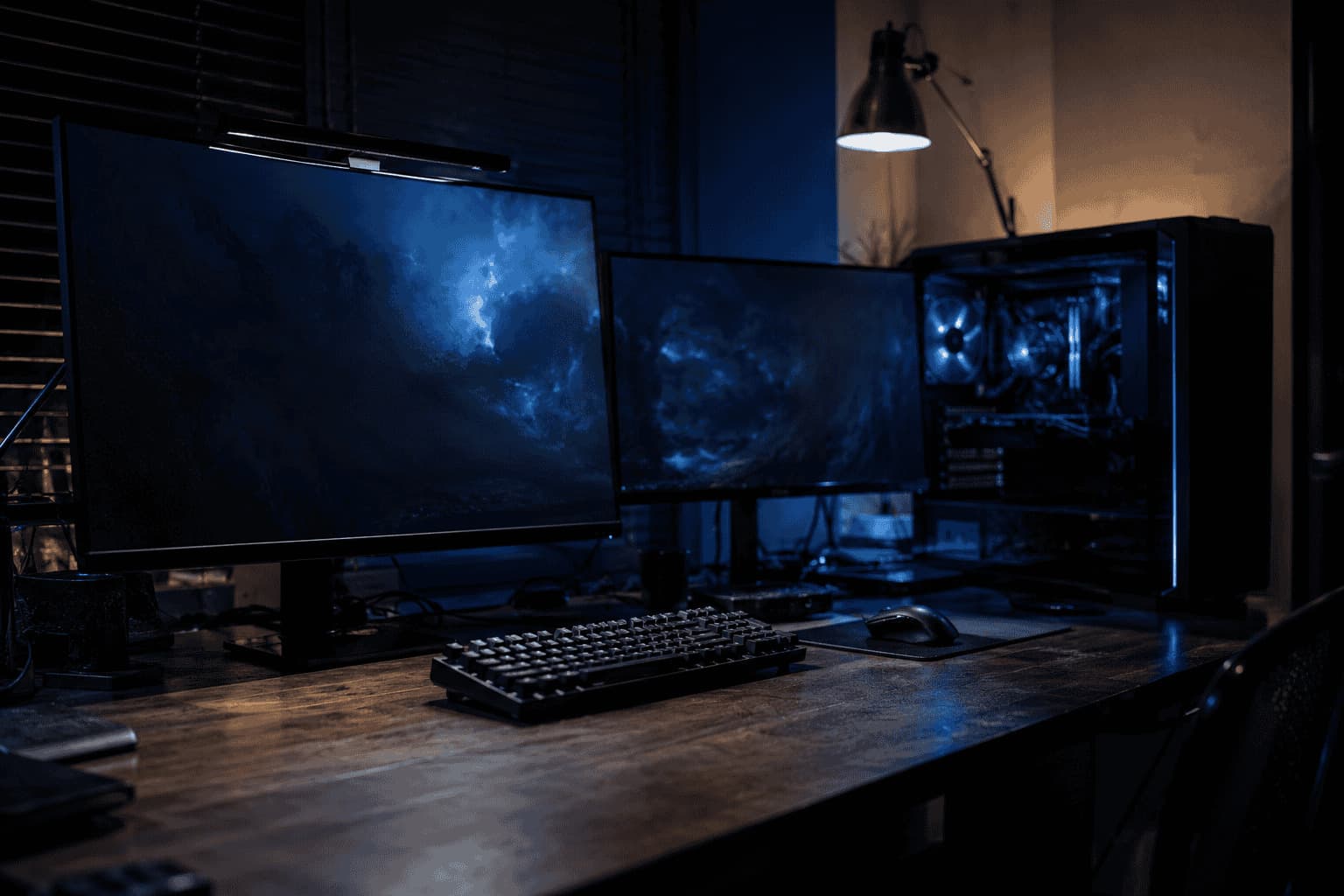 Bancada de manutenção com um computador aberto em reparo.